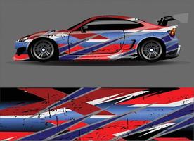 vector de diseño de envoltura de coche. Diseños de kits de fondo de carreras de franjas abstractas gráficas para envolver vehículos carrera de autos rally aventura y librea