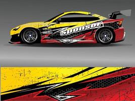 Car wrap design vector. Graphic abstract stripe racing background kit designs for wrap vehicle  race car  rally  adventure and livery vector