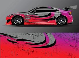 vector de diseño de envoltura de coche. Diseños de kits de fondo de carreras de franjas abstractas gráficas para envolver vehículos carrera de autos rally aventura y librea