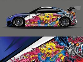 car wrap  decal  vinyl sticker designs concept. auto design geometric stripe tiger background for wrap vehicles race cars cargo vans and livery vector