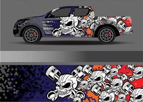 vector de diseño de envoltura de coche. Diseños de kits de fondo de carreras de franjas abstractas gráficas para envolver vehículos carrera de autos rally aventura y librea