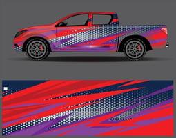 vector de diseño de envoltura de coche. Diseños de kits de fondo de carreras de franjas abstractas gráficas para envolver vehículos carrera de autos rally aventura y librea