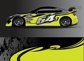 vector de diseño de envoltura de coche. Diseños de kits de fondo de carreras de franjas abstractas gráficas para envolver vehículos carrera de autos rally aventura y librea