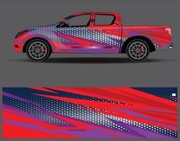 vector de diseño de envoltura de coche. Diseños de kits de fondo de carreras de franjas abstractas gráficas para envolver vehículos carrera de autos rally aventura y librea