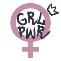 slogan girl power y género símbolo femenino ilustración vectorial vector