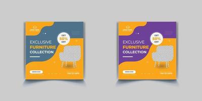 Furniture Social Media and instagram Post Template Design vector