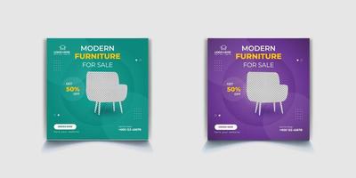 Furniture Social Media and instagram Post Template Design vector