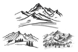 Mountain landscape, hand drawn illustration vector