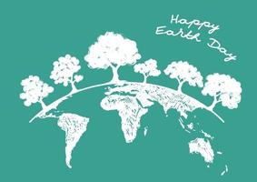 Happy Earth Day. Vector illustrations. Hand drawn style.