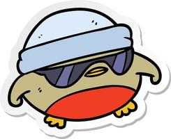 sticker of a cartoon cool christmas robin vector