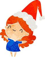 dibujos animados retro de navidad de chica kawaii vector