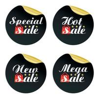 Black gold sale stickers special,hot,new,mega with red package vector