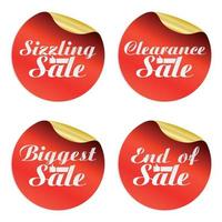 Red sale stickers set sizzling,clearance,biggest,end of with hands best choice