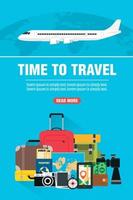 Time to travel in flat design style. Travel the world by plane vector