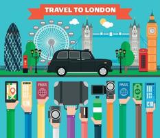 London travel concept design flat with taxi vector