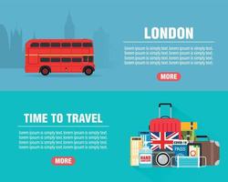 Time to travel concept design flat banners set. Around the world vector