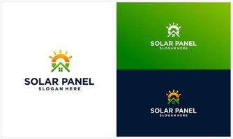 solar panel logo with house concept, solar energy logo template vector