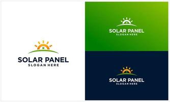 solar panel logo with house concept, solar energy logo template vector