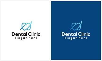 Line art Dental Logo Template, Simple Dental Icon with blue color vector