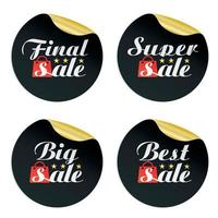 Black gold sale stickers final,super,big,best with red package vector