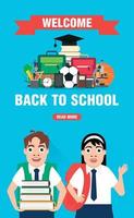 Welcome back to school with school students vector