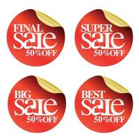 Red sale stickers final,super,big,best 50 percent off vector