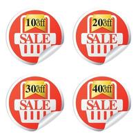 Sale stickers with shopping basket 10,20,30,40 percent off
