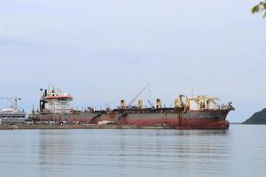 Dredger at dusk photo