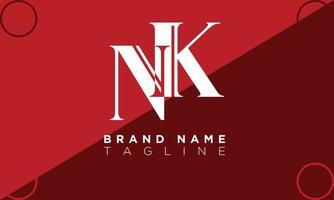 Alphabet letters Initials Monogram logo NK, KN, N and K vector