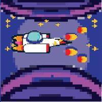 videojuego de nave espacial pixelada vector