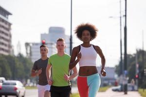 multiethnic group of people on the jogging photo