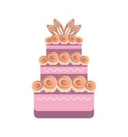 wedding cake with flowers vector