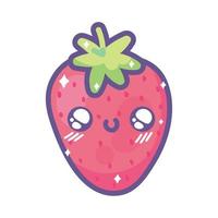 fresa kawaii fruta vector