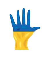 open hand with ukraine flag vector