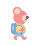 happy bear with backpack vector