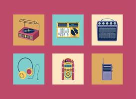 music devices icons vector
