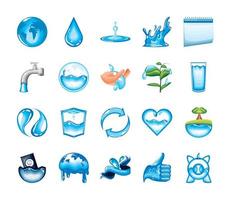 water day icons set vector