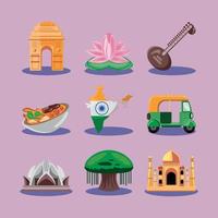 iconos de la cultura india vector