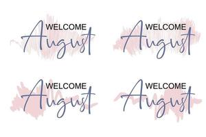 Hand drawn hello august lettering with soft color vector