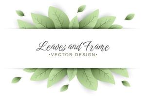 Green leaves frame background vector