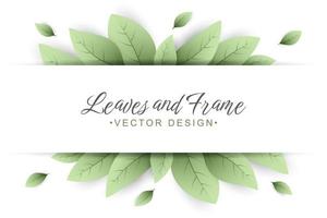 Green leaves frame background vector