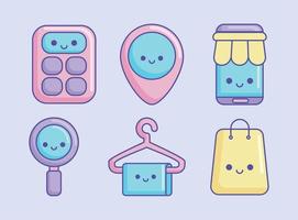 set of kawaii sale vector