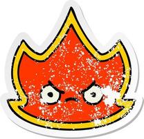 distressed sticker of a cute cartoon fire vector