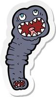 sticker of a cartoon leech vector