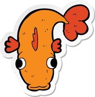 sticker of a cartoon fish vector