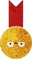 retro illustration style cartoon gold medal vector