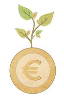 papercraft  Young plant and coins isolated over white photo