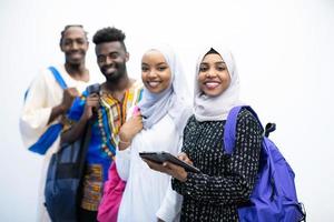 group of happy african students photo