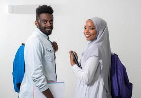 african students couple walking photo