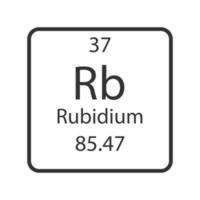 Rubidium symbol. Chemical element of the periodic table. Vector illustration.